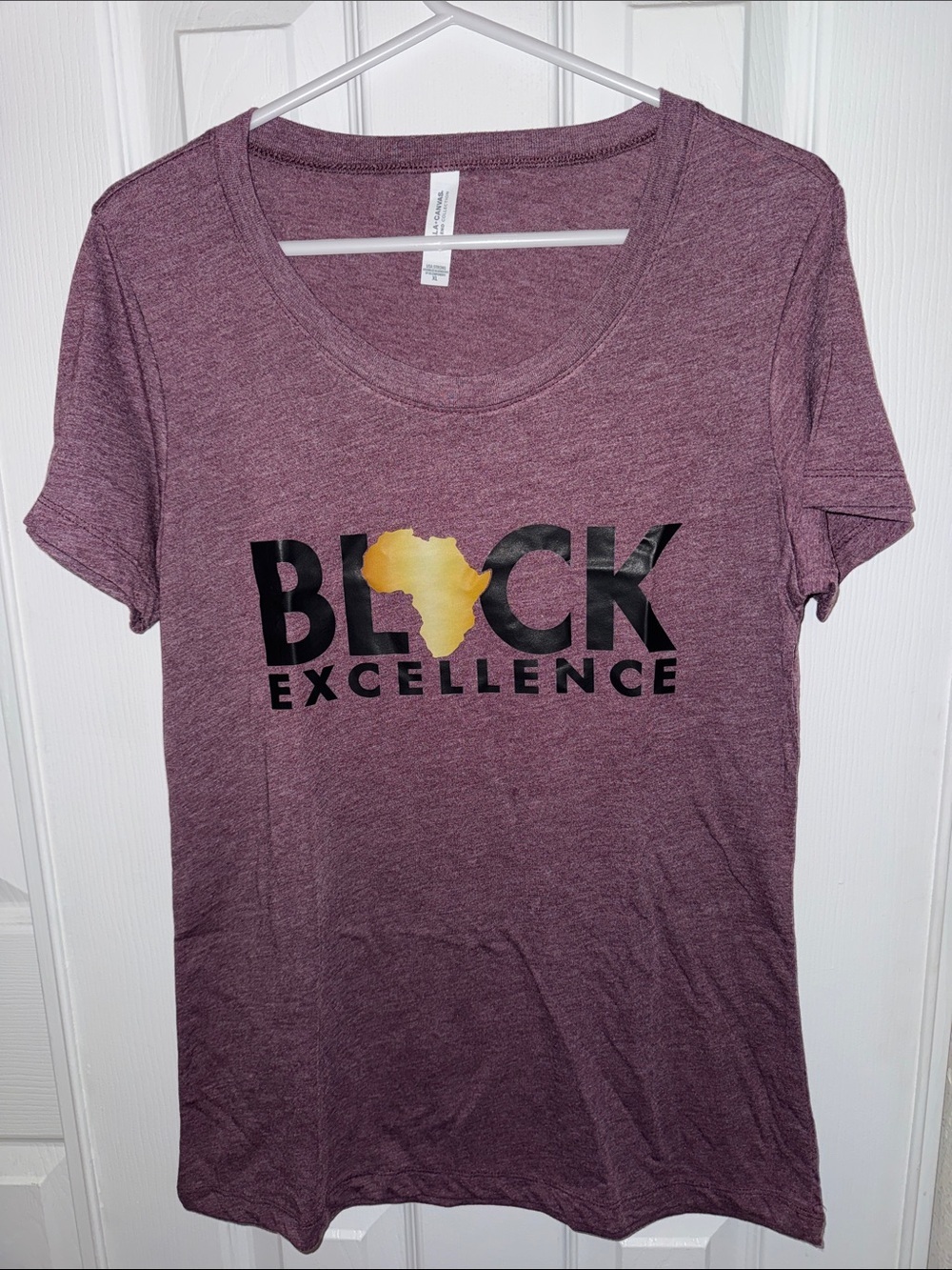 Bella Canvas Plum Short Sleeve Tee with Black Excellence Graphic - Picture 1 of 6